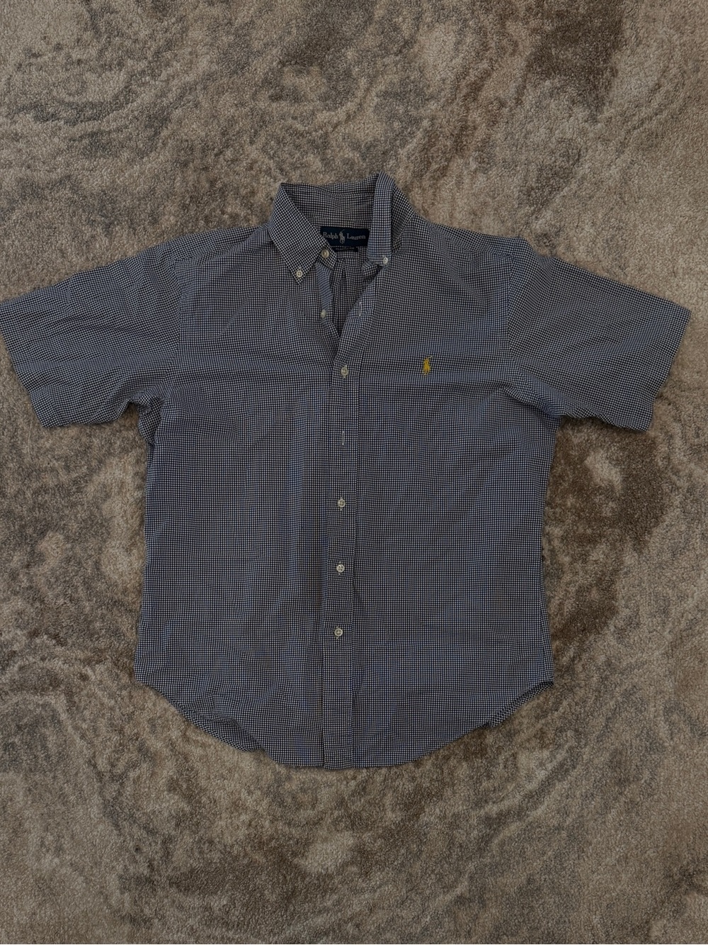 Ralph Lauren Navy Micro-Check Short Sleeve Button-Down Shirt